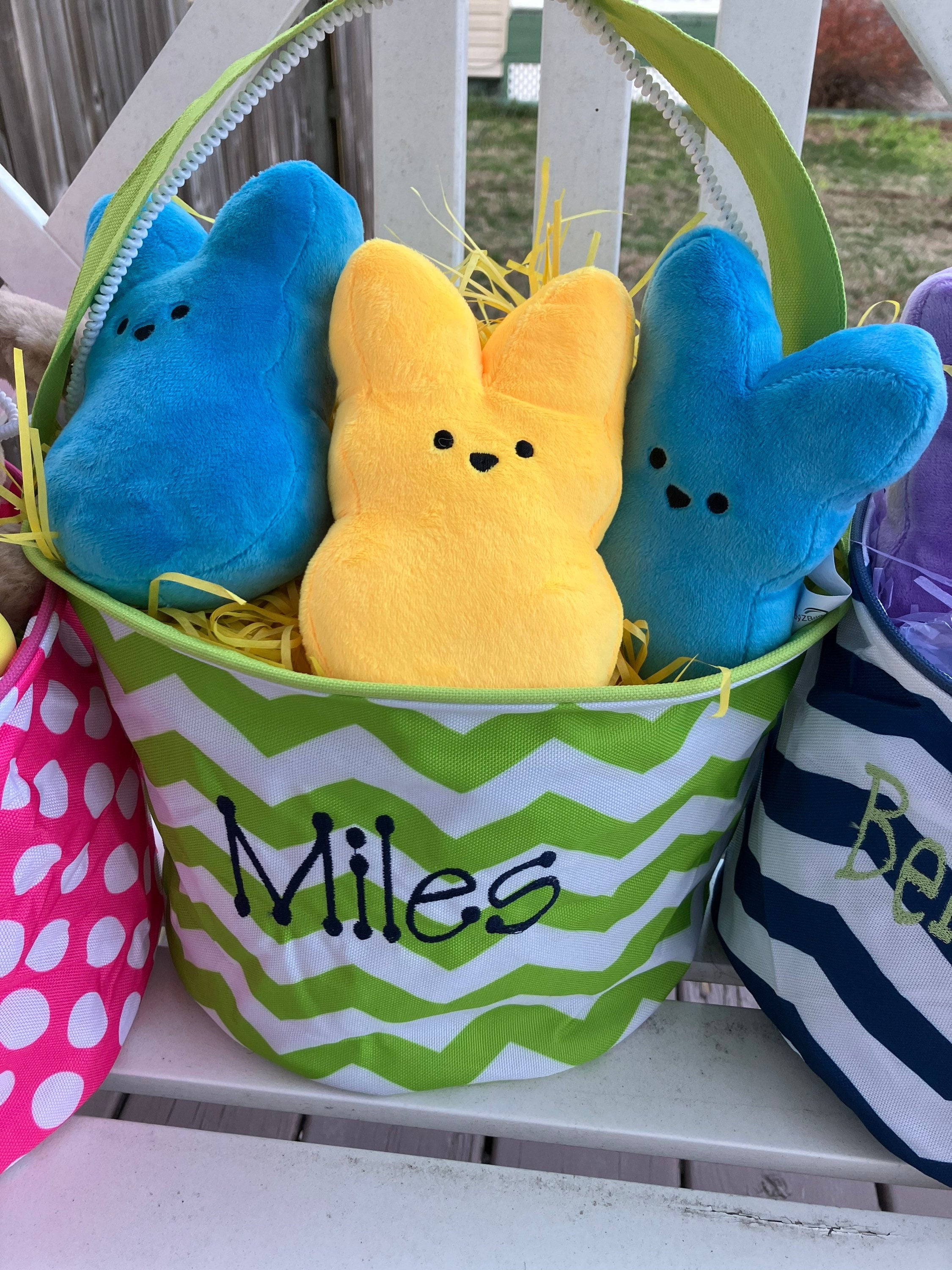 Personalized Easter Basket Bucket: Embroidered Name, Collapsible Tote - Embroidery included