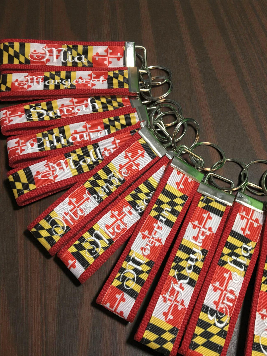 Personalized Maryland Flag Key Fob or Wristlet - 2 sizes available ** Free Embroidery Available**