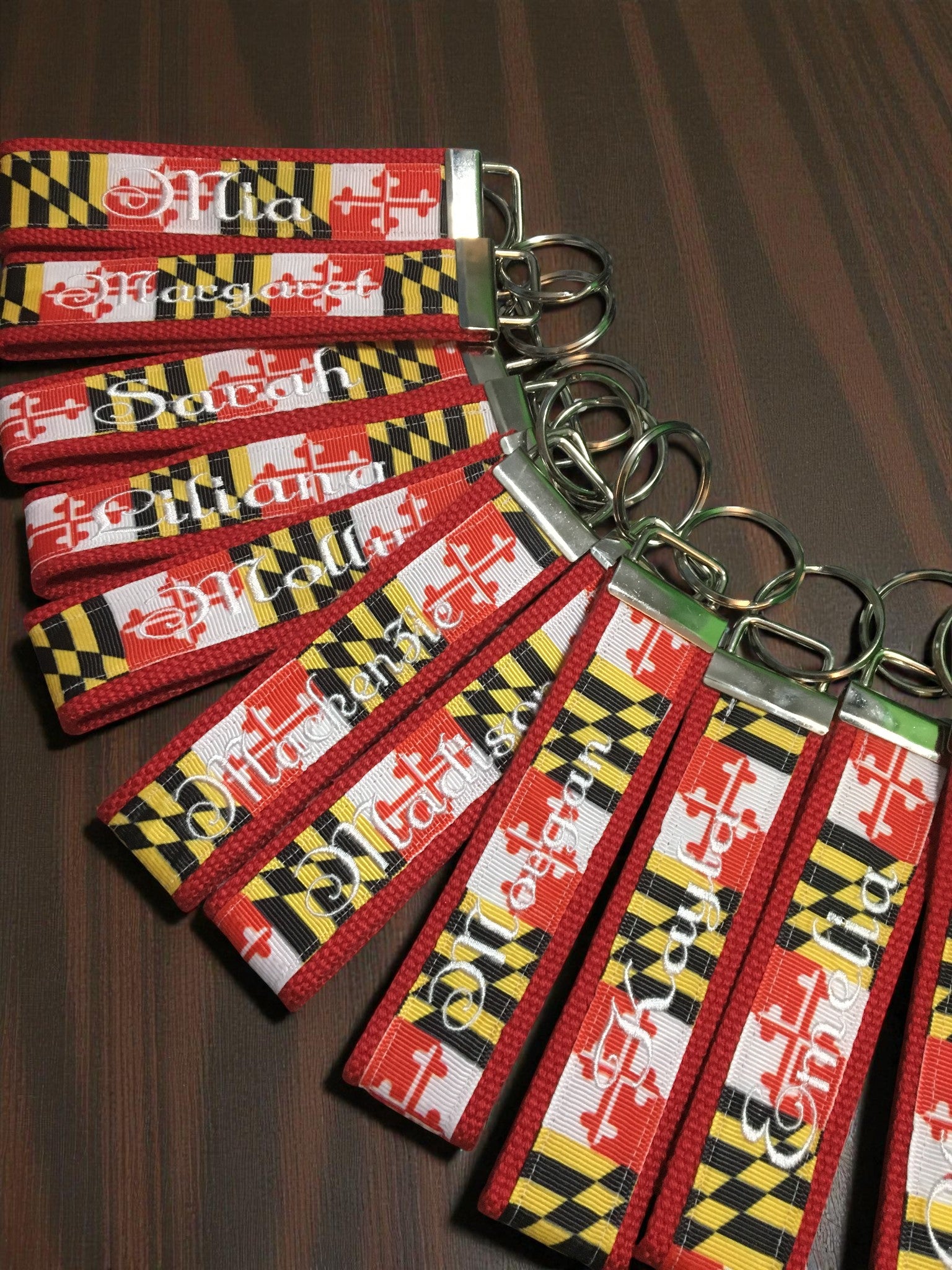 Personalized Maryland Flag Key Fob or Wristlet - 2 sizes available ** Free Embroidery Available**
