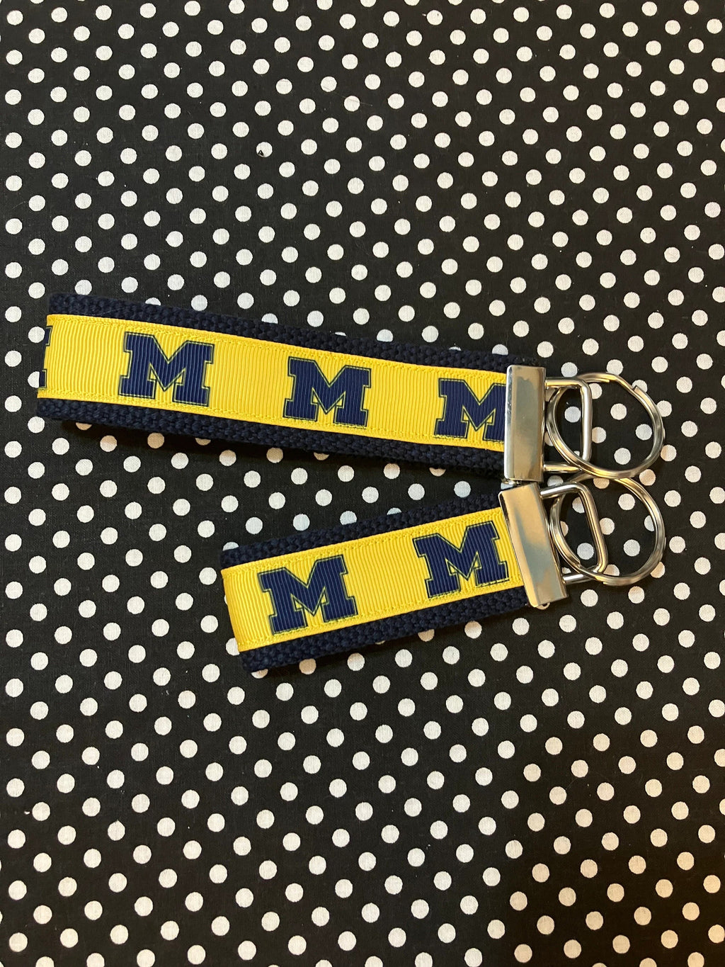 Personalized College  / University of Michigan Inspired Keychain, key fob, luggage, alumni, merch  -  University 2 sizes available  ** Free Embroidery**