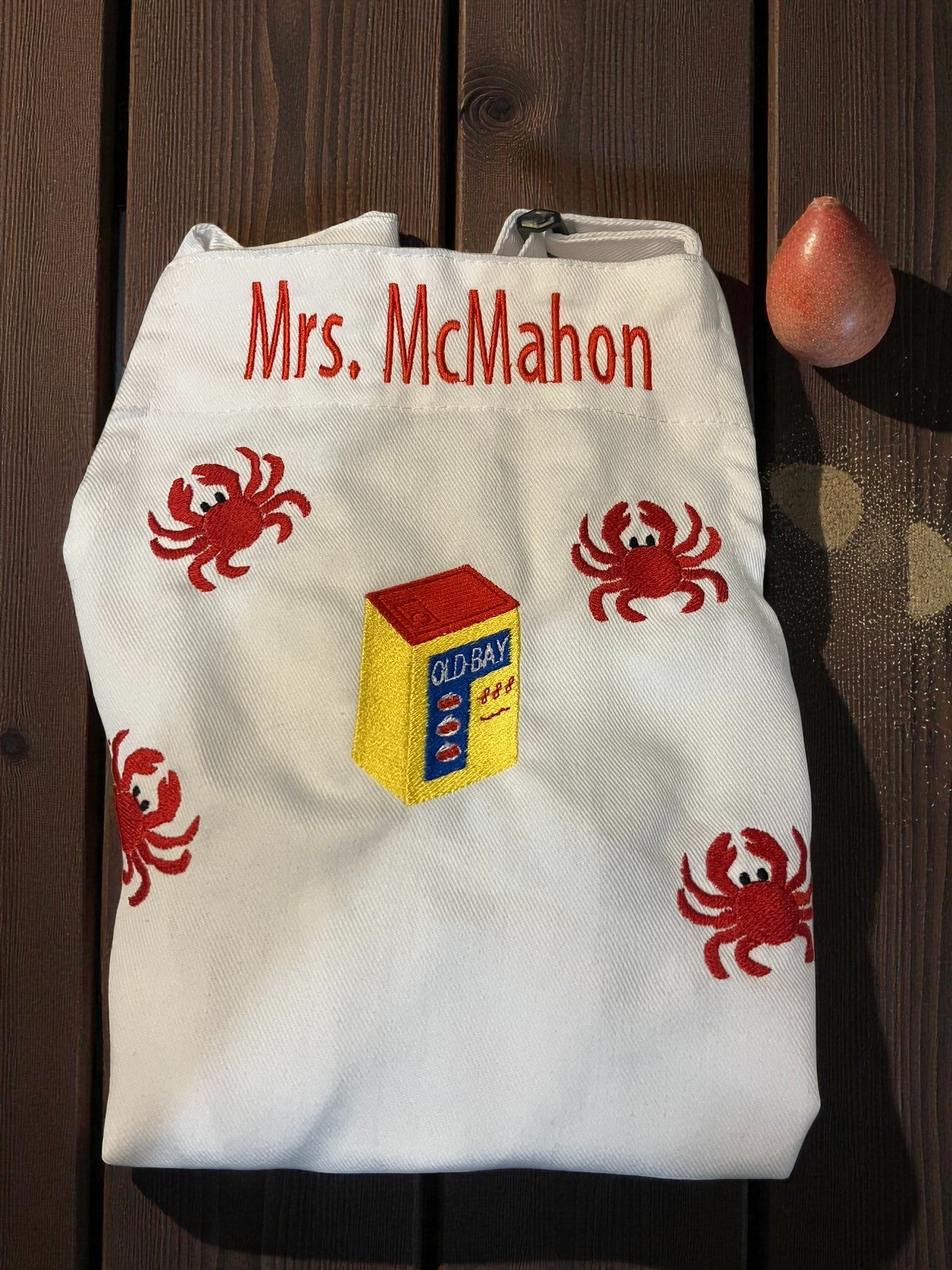 Maryland Crab and Old Bay Inspired Apron  - Embroidered FUN Aprons for all occasions - FAST Delivery - FREE Personalization