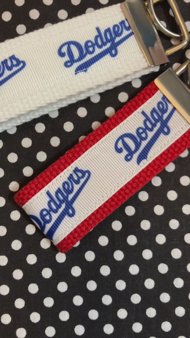 Personalized Los Angeles Dodgers Inspired Baseball Key Fob or Wristlet: Embroidered Gift